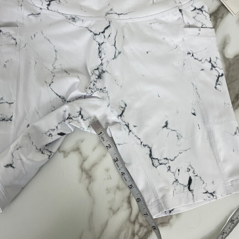 BuffBunny Limitless White Marble Size M Seamless Pocket Biker NEW Active Shorts - Picture 5 of 10